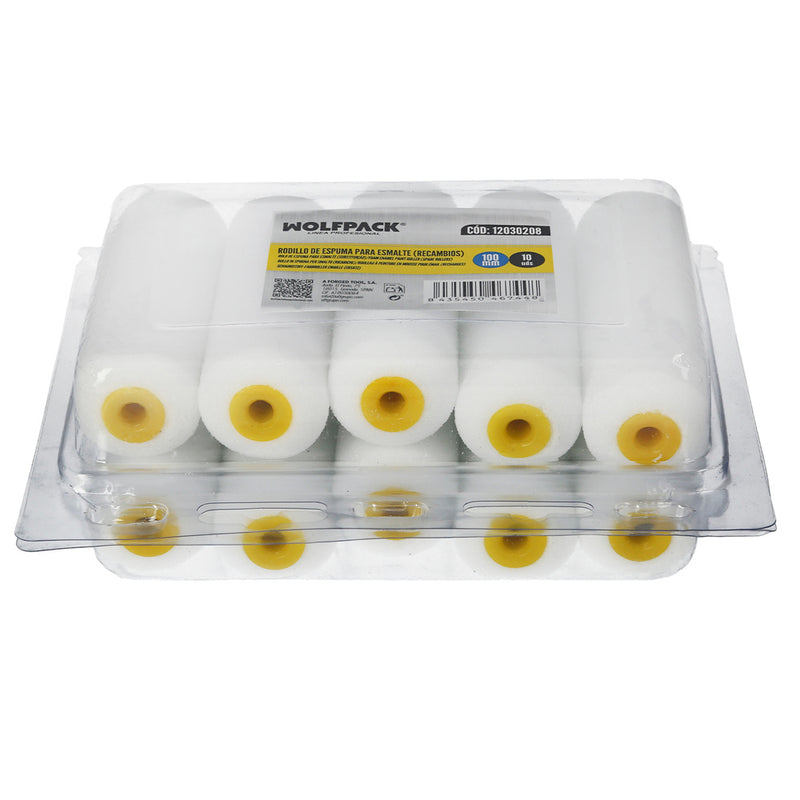 Rodillo espuma recambio para esmalte acrilico 100 mm.  set 10 rodillos. rodillo espuma, rodillo pintura acrilica