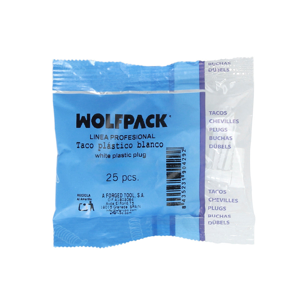 Bucha wolfpack plástica branca 5 mm (25 unidades)