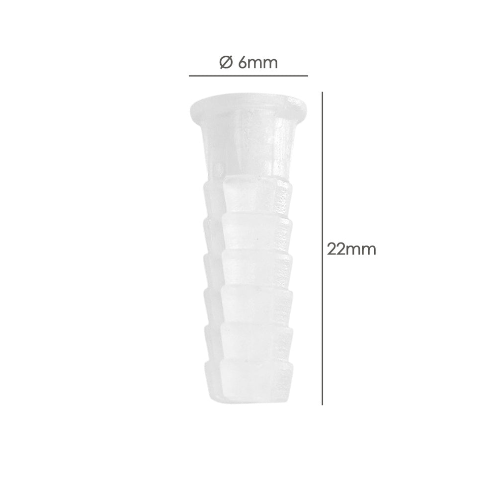 White plastic wolfpack plug 6 mm (25 units)