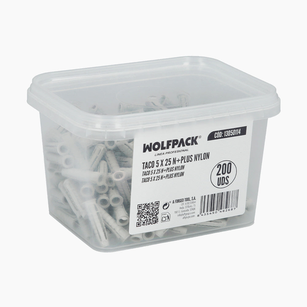 Nylon Wall Plug 5 x 25 n+plus box 200 units.