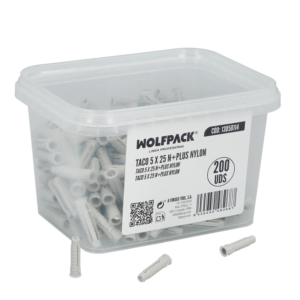 Nylon Wall Plug 5 x 25 n+plus box 200 units.