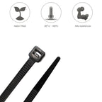 Brida nailon 100%. Color negro 2,5 x 200 mm bolsa 100 unidades. Abrazadera plástico, organizador cables, alta resistencia