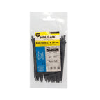 Brida nailon 100%. Color negro 2,5 x 200 mm bolsa 100 unidades. Abrazadera plástico, organizador cables, alta resistencia