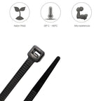 Brida nailon 100%. Color negro 3,6 x 370 mm bolsa 100 unidades. Abrazadera plástico, organizador cables, alta resistencia