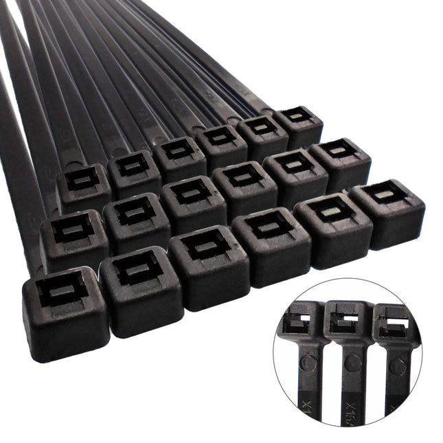Brida nylon 100%. color negro 4,5 x 200 mm. bolsa 100 unidades. abrazadera plástico, organizador cables, alta resistencia