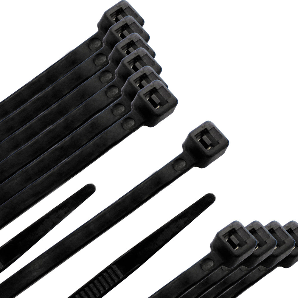 Brida nailon 100%. Color negro 4,5 x 200 mm bolsa 100 unidades. Abrazadera plástico, organizador cables, alta resistencia