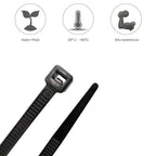 Brida nailon 100%. Color negro 4,5 x 280 mm bolsa 100 unidades. Abrazadera plástico, organizador cables, alta resistencia