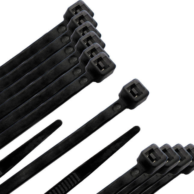 Brida nylon 100%. color negro 4,5 x 360 mm. bolsa 100 unidades. abrazadera plástico, organizador cables, alta resistencia