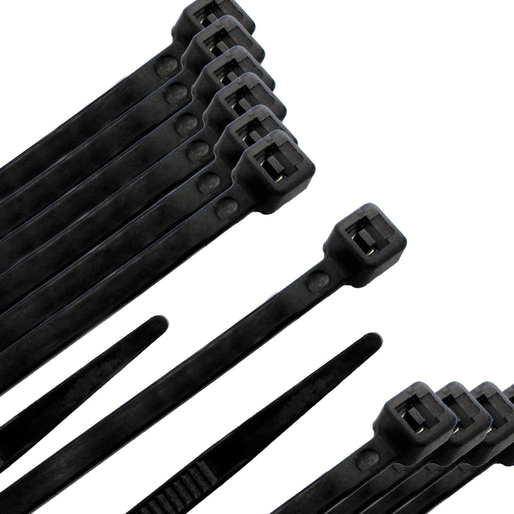 Brida nailon 100%. Color negro 7,5 x 360 mm bolsa 100 unidades. Abrazadera plástico, organizador cables, alta resistencia