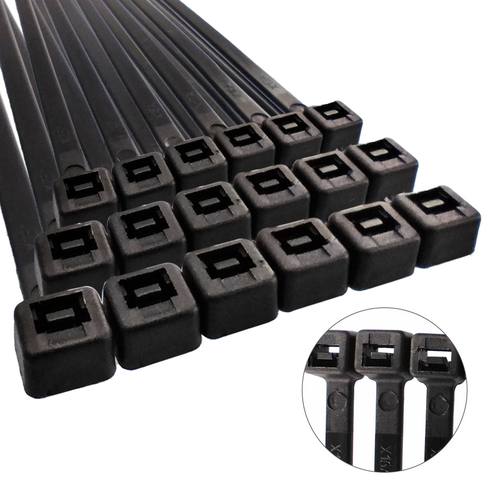 Brida nailon 100%. Color negro 7,5 x 360 mm bolsa 100 unidades. Abrazadera plástico, organizador cables, alta resistencia