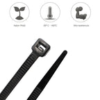 Brida nailon 100%. Color negro 7,5 x 450 mm bolsa 100 unidades. Abrazadera plástico, organizador cables, alta resistencia