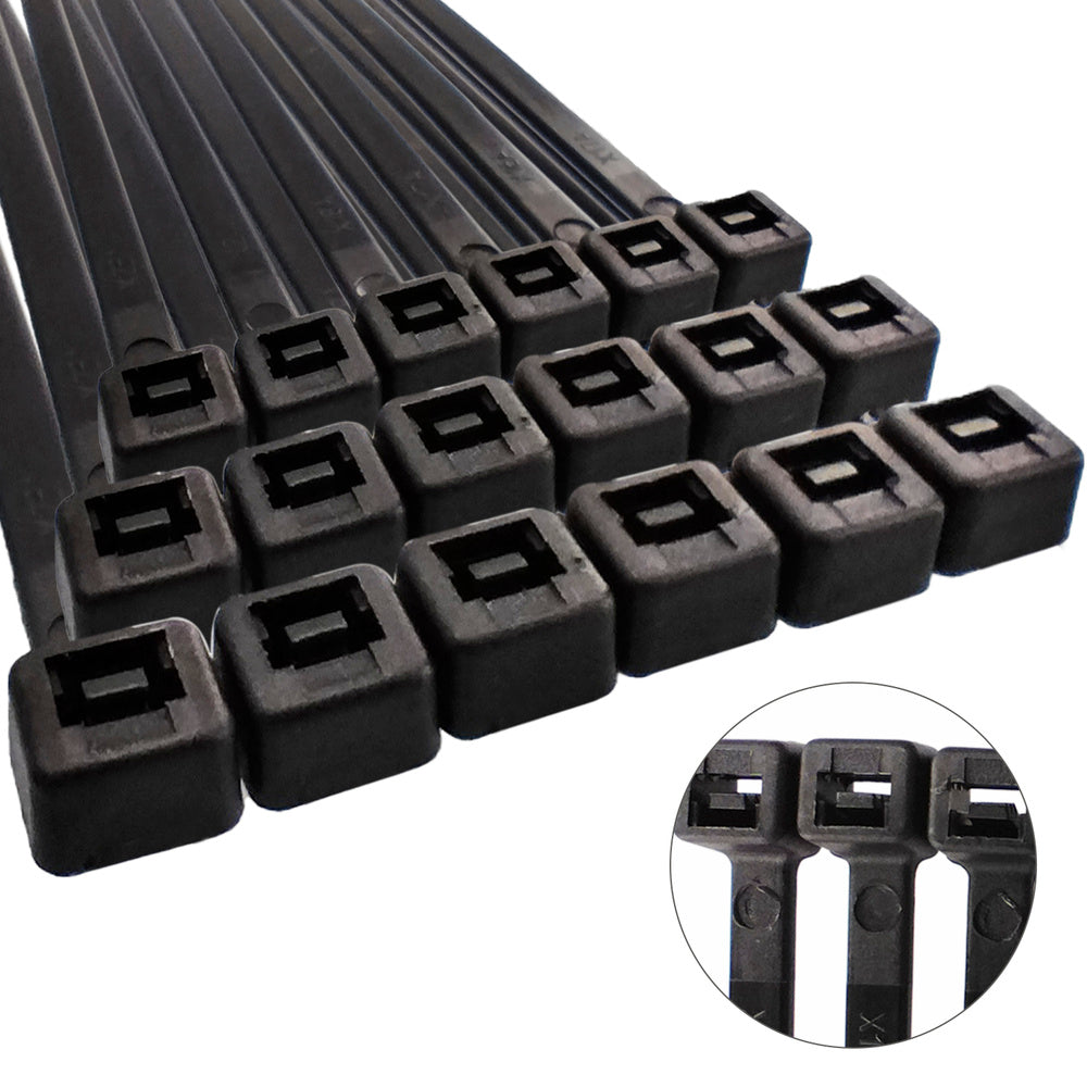 Brida nailon 100%. Color negro 9,0 x 780 mm bolsa 100 unidades. Abrazadera plástico, organizador cables, alta resistencia