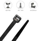 Brida nailon 100%. Color negro 9,0 x 780 mm bolsa 100 unidades. Abrazadera plástico, organizador cables, alta resistencia