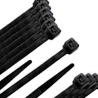 Brida nailon 100%. Color negro 9,0 x 780 mm bolsa 100 unidades. Abrazadera plástico, organizador cables, alta resistencia