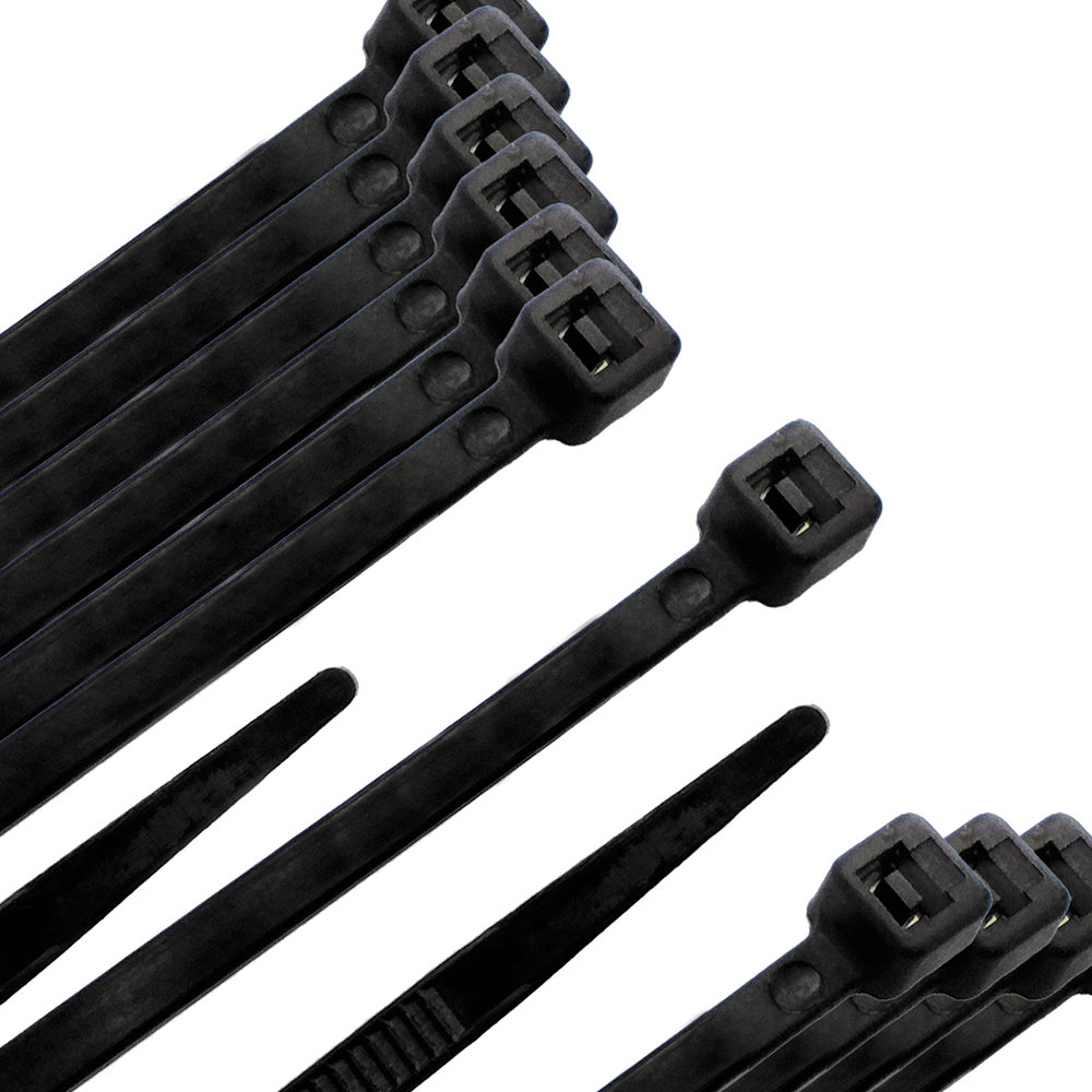 Brida nailon 100%. Color negro 9,0 x 780 mm bolsa 100 unidades. Abrazadera plástico, organizador cables, alta resistencia