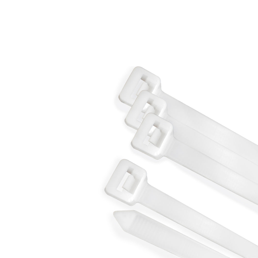 Brida nailon 100%. Color blanco / natural 2,5 x 160 mm 100 piezas. Abrazadera plástico, organizador cables, alta resistencia