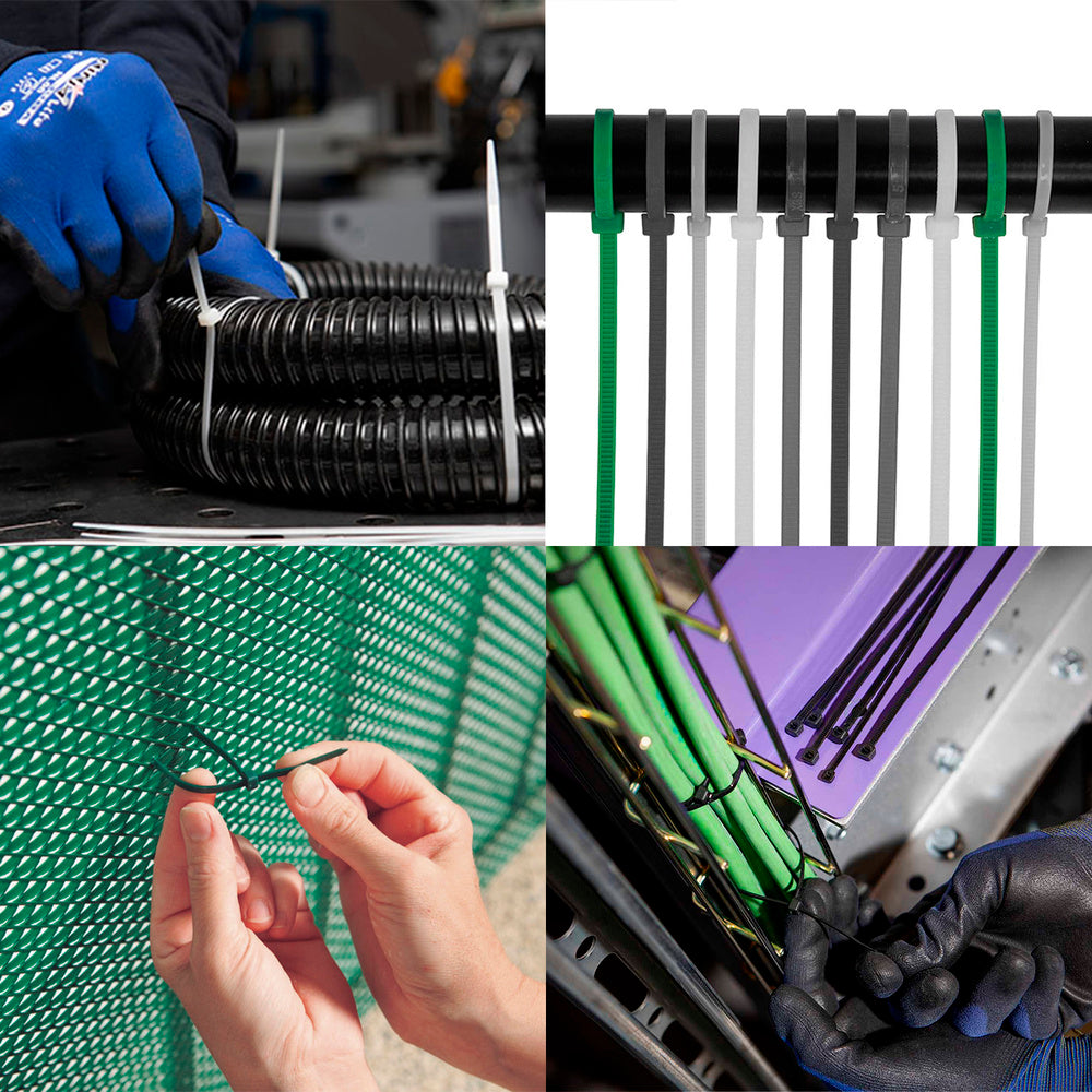 Brida nailon 100%. Color blanco / natural 3,5 x 140 mm 100 piezas. Abrazadera plástico, organizador cables, alta resistencia