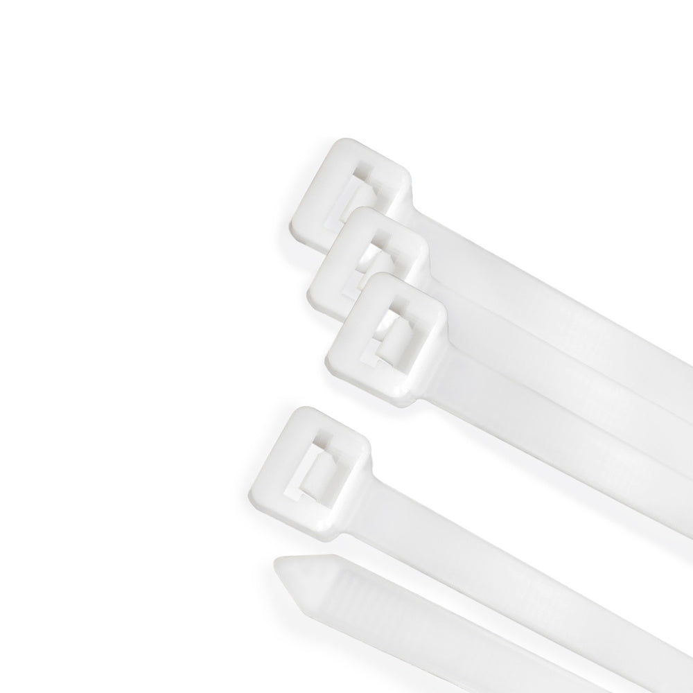 Brida nailon 100%. Color blanco / natural 3,5 x 140 mm 100 piezas. Abrazadera plástico, organizador cables, alta resistencia