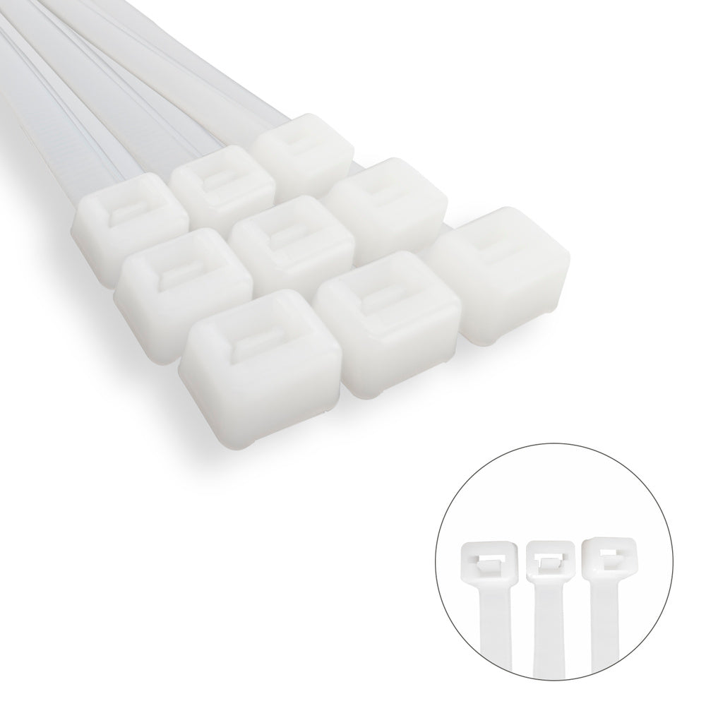 Brida nailon 100%. Color blanco / natural 3,5 x 280 mm 100 piezas. Abrazadera plástico, organizador cables, alta resistencia