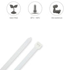 Brida nailon 100%. Color blanco / natural 3,5 x 280 mm 100 piezas. Abrazadera plástico, organizador cables, alta resistencia
