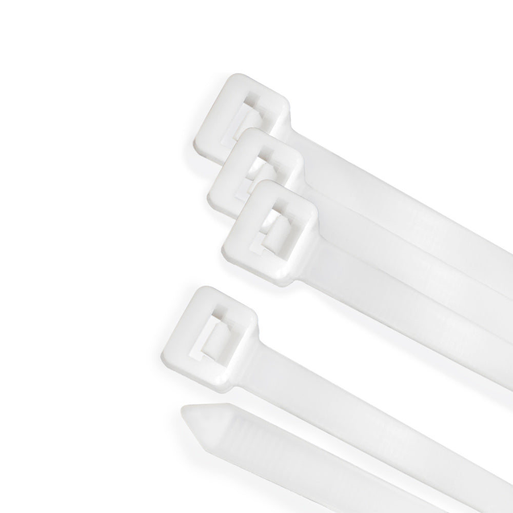 Brida nailon 100%. Color blanco / natural 4,5 x 200 mm 100 piezas. Abrazadera plástico, organizador cables, alta resistencia