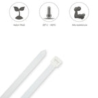 Brida nailon 100%. Color blanco / natural 4,5 x 280 mm 100 piezas. Abrazadera plástico, organizador cables, alta resistencia