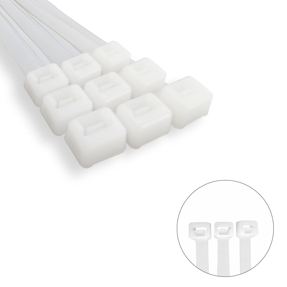Brida nailon 100%. Color blanco / natural 2,5 x135 mm 100 piezas. Abrazadera plástico, organizador cables, alta resistencia