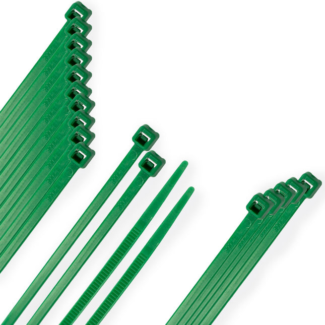 Brida nylon 100%. color verde 2,5 x 100 mm. bolsa 100 unidades. abrazadera plástico, organizador cables, alta resistencia