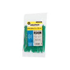 Brida nylon 100%. Color verde 2,5 x 100 mm bolsa 100 unidades. Abrazadera plástico, organizador cables, alta resistencia