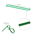 Brida nailon 100%. Color verde 3,6 x 140 mm bolsa 100 unidades. Abrazadera plástico, organizador cables, alta resistencia