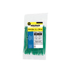 Brida nailon 100%. Color verde 3,6 x 200 mm bolsa 100 unidades. Abrazadera plástico, organizador cables, alta resistencia