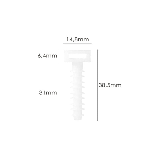 Taco fijación brida nylon blanco 8 mm. (bolsa 100 unidades)