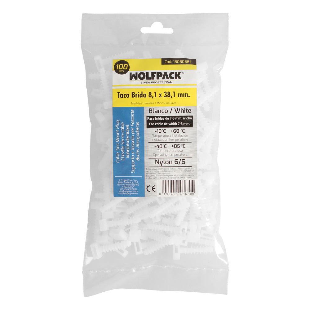 Bucha de fixação c/abraçadeira nylon branco 8 mm (saco 100 unidades)