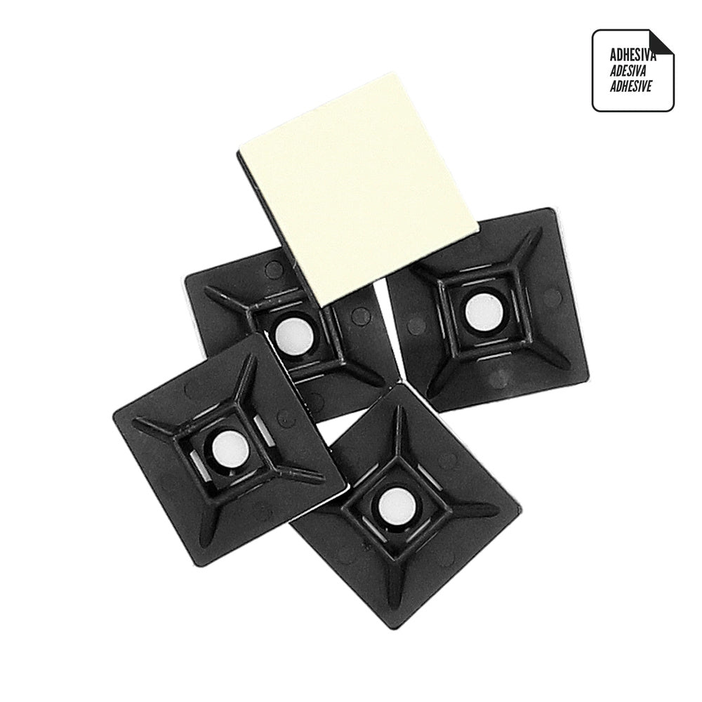 Self-adhesive base for cable ties 19x19 mm black bag 100 units