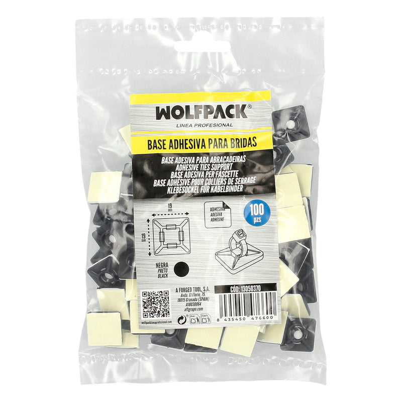 Base adhesiva para bridas 19x19 mm. negra bolsa 100 unidades