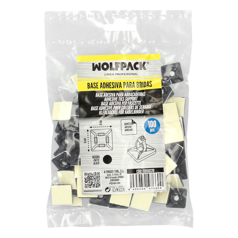 Self-adhesive base for cable ties 19x19 mm black bag 100 units