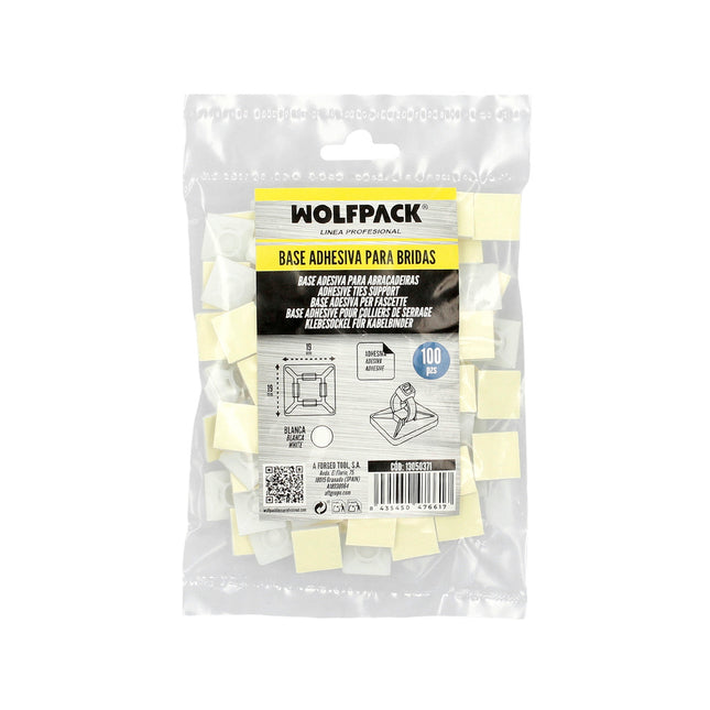 Base adhesiva para bridas 19x19 mm. blanca bolsa 100 unidades