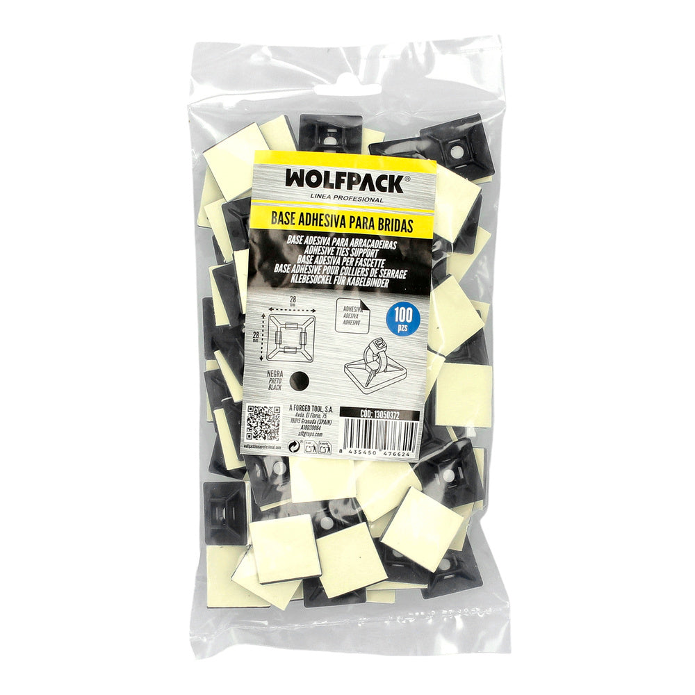 Adhesive cable tie mount 28x28 mm black bag 100 units