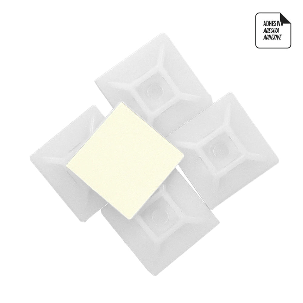 Self-adhesive cable tie mount 28x28 mm white bag 100 units