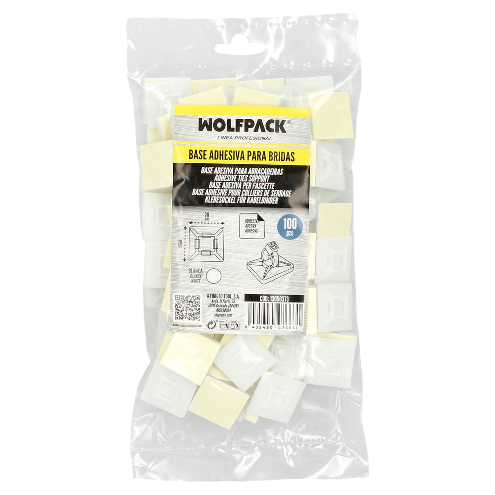 Self-adhesive cable tie mount 28x28 mm white bag 100 units