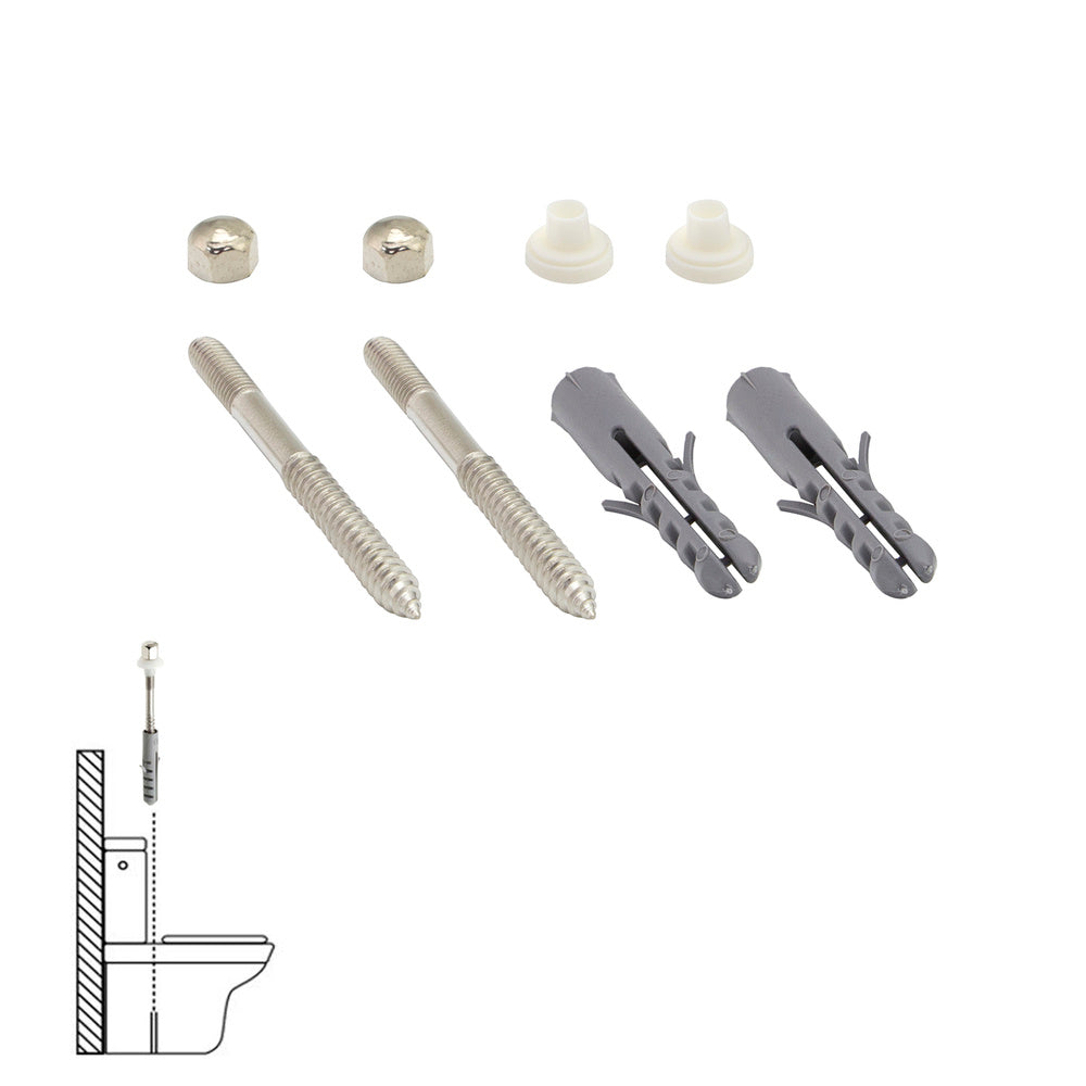 Kit sanitario fijación wc  6x80 mm inoxidable (2 piezas)