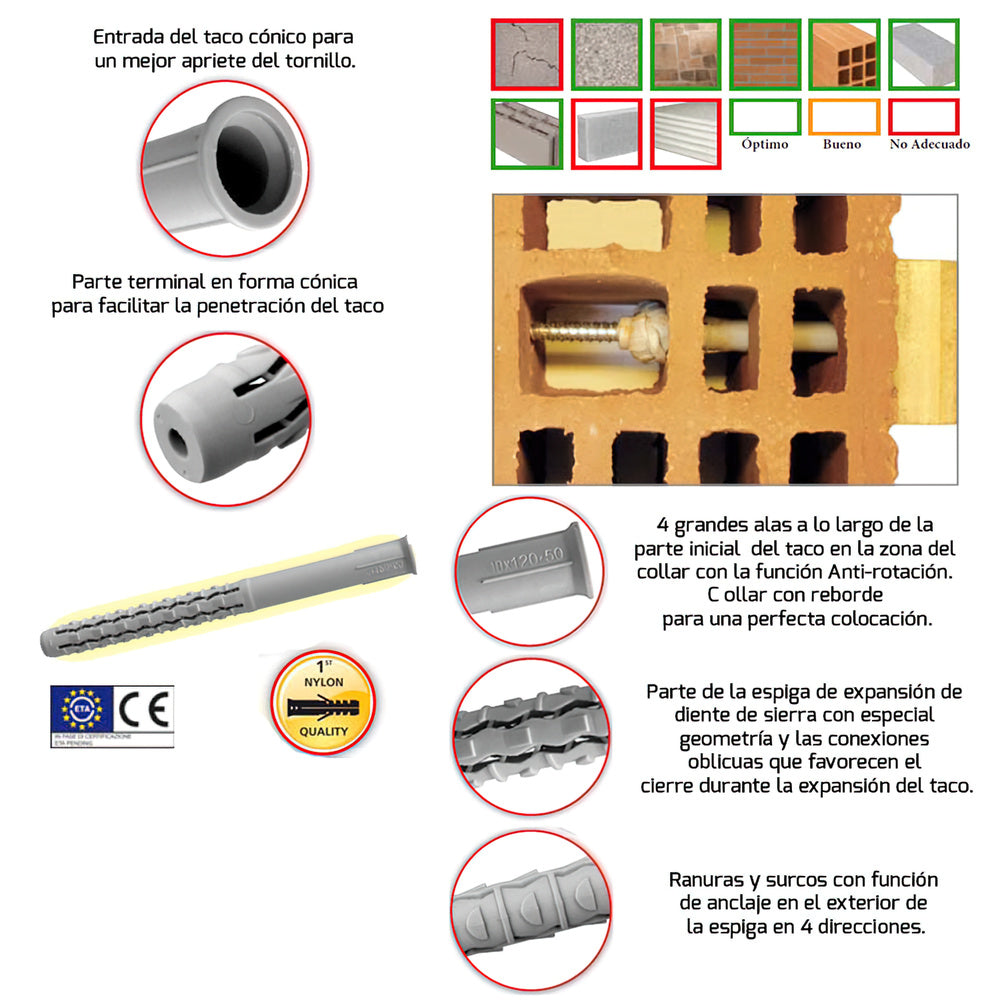 Taco wolfpack con tirafondo torx mu-xl 10 x 140 mm (caja de 50 piezas)