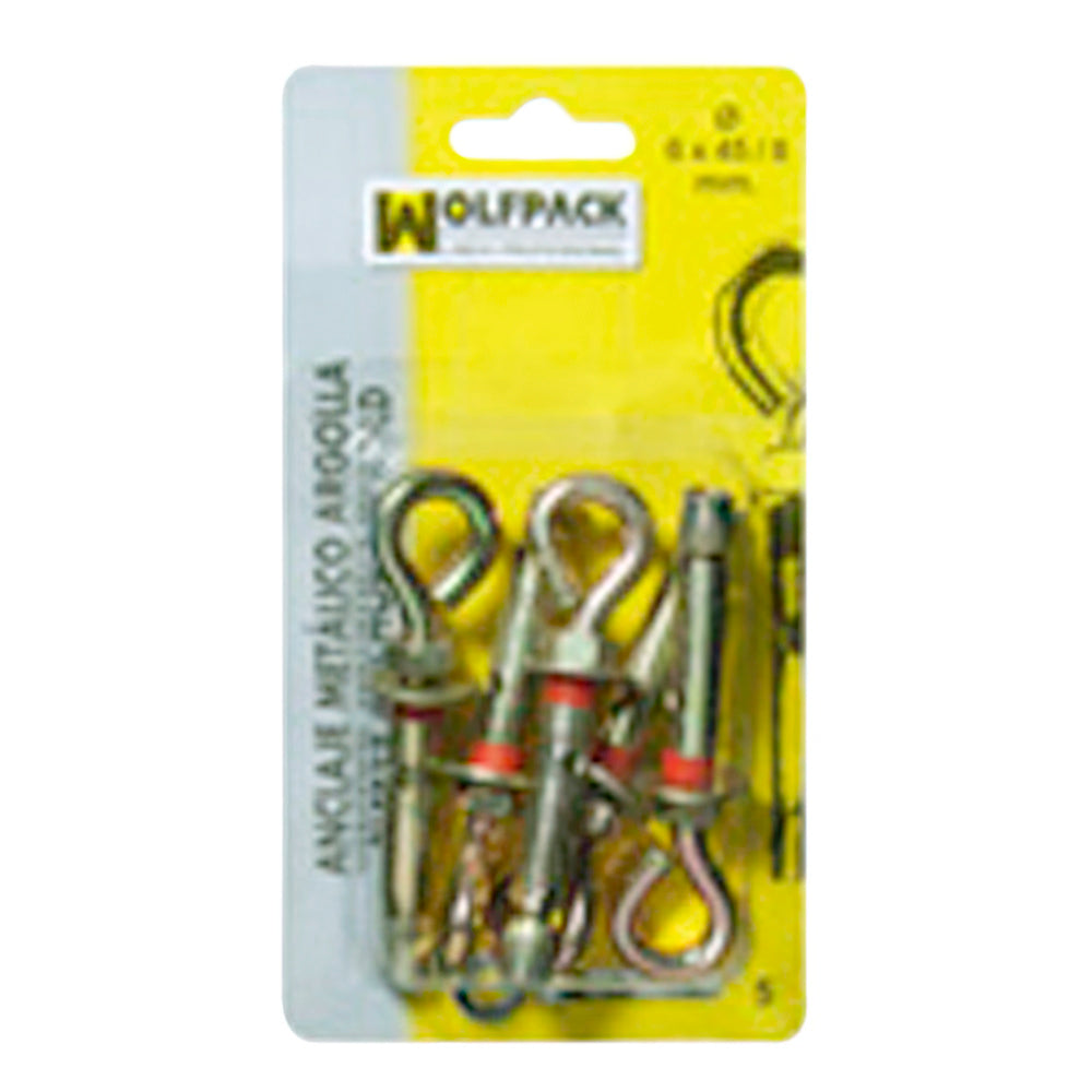Anclaje metálico argolla 8x 60/10 mm (3 piezas)