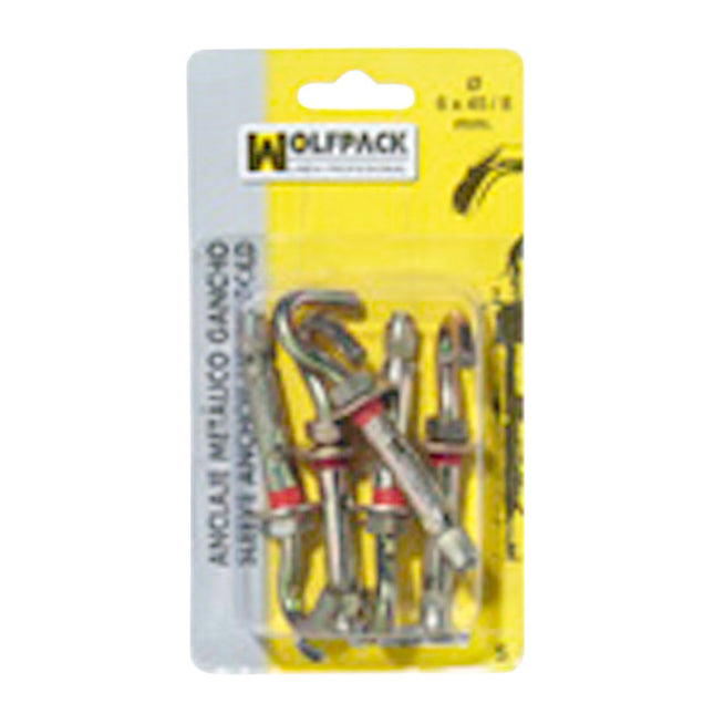 Anclaje metálico gancho 6x 45/ 8 mm. (5 piezas)