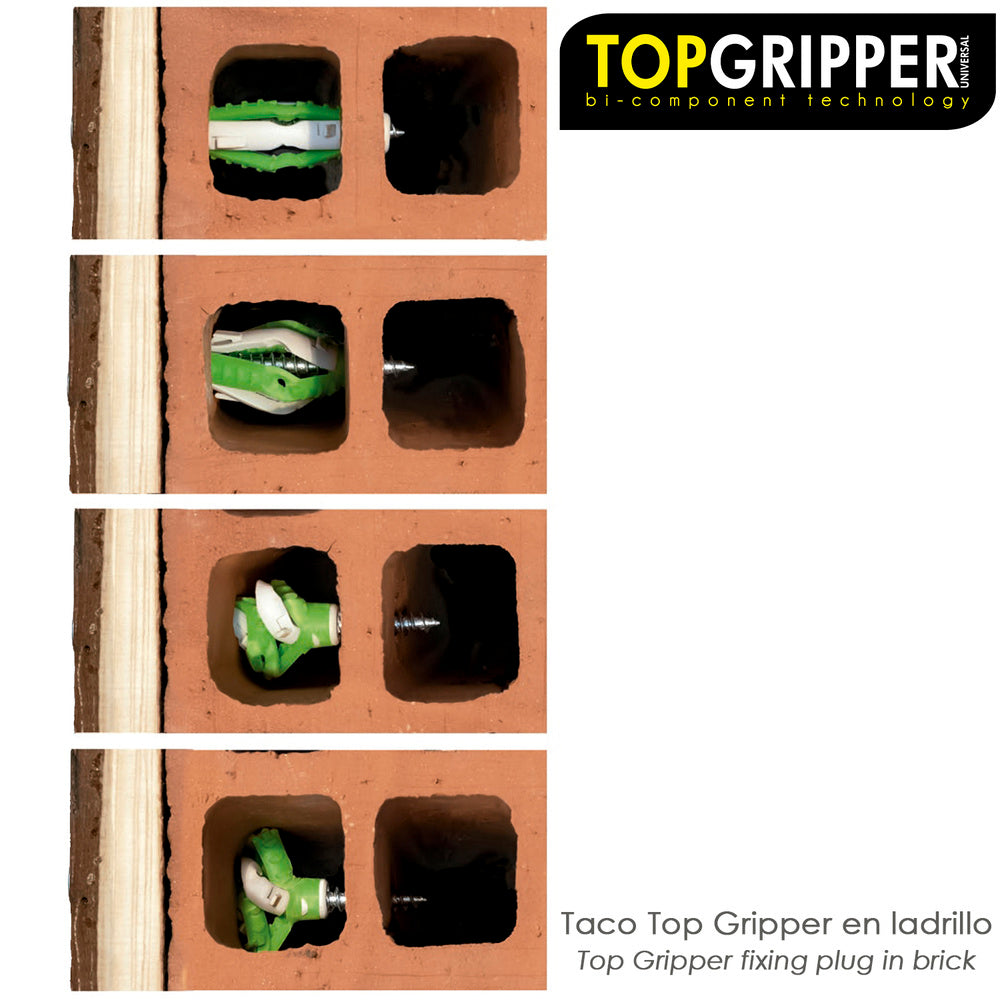 Taco topgripper bimaterial ø 8 mm (caja 100 unidades) taco anclaje universal, taco hormigon, taco pladur, taco ladrillo