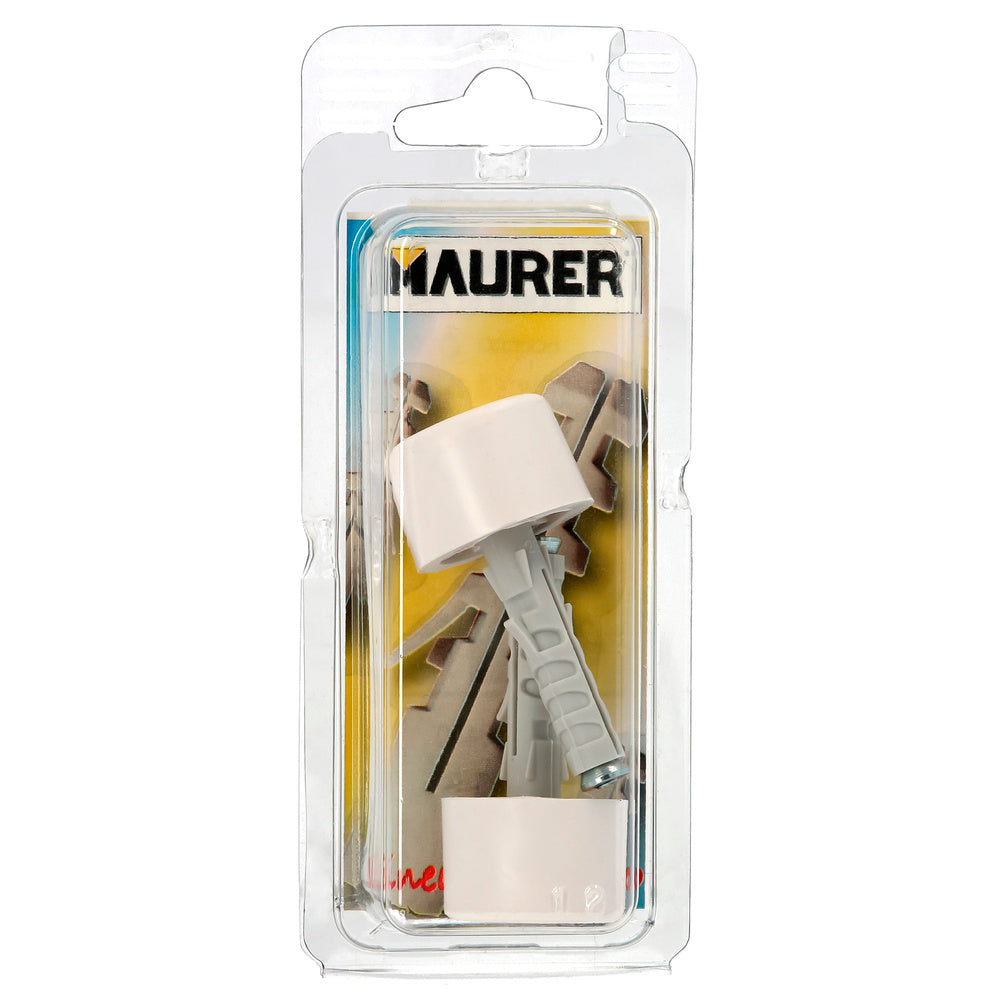 Door stop with white nylon wall plug blister 2 pieces