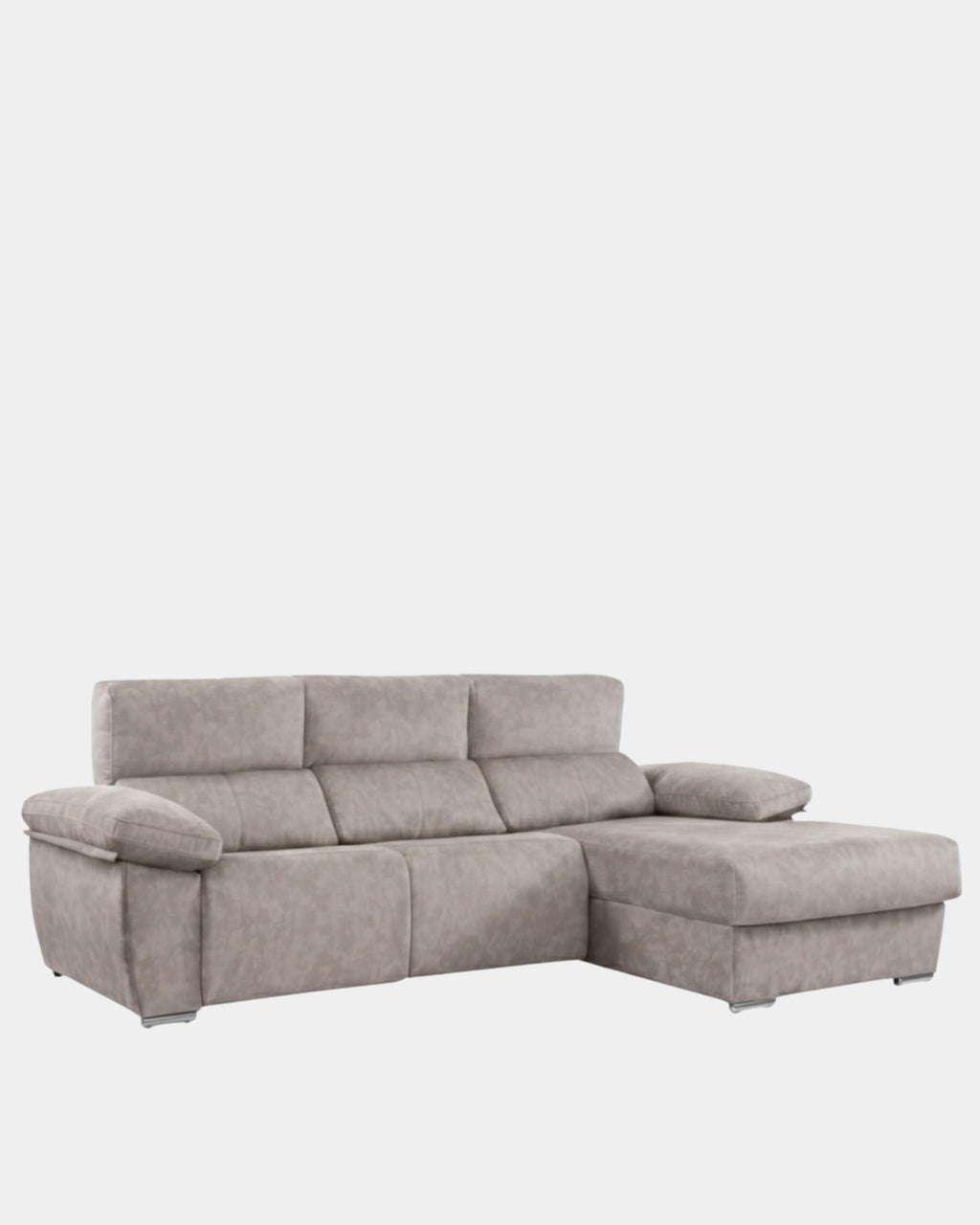 Sofá chaiselongue gris visón | microfibra aterciopelada