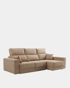 Sofá chaiselongue tapizado aterciopelado arena | salón