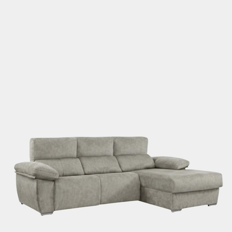Sofá chaiselongue gris con asientos relax motorizados