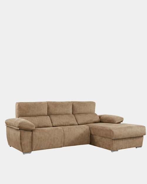 Sofá chaise longue de 3 lugares com assentos motorizados | cor areia